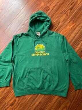 Hardwood Classics Retro Seattle Sonics Green Hoodie Sweatshirt 2XL